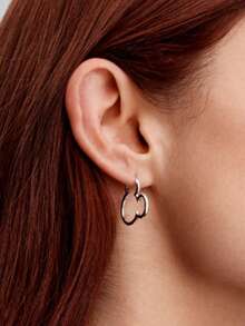 一对简约几何镂空动物耳环，百搭可爱，适合女性佩戴，可作为礼物赠送 - 彩色 - 查看 3