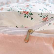 Juego de ropa de cama de 4 piezas con estampado floral de salvia, juego de ropa de cama suave y lavado, funda de edredón con estampado de hojas botánicas, decoración de dormitorio de estilo cottage - Nomeolvides rosa - Ver 10