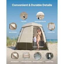 Camping Shower Tent, 2-Room Foldable Privacy Tent Changing Room With Ground Stakes, Ropes, Carry Bag, And Crossbar, 150D Oxford Fabric With Silver Coating, For Camping, Beach, And Fishing - Foldable shower bag L95*W47*H83inch - 查看 4
