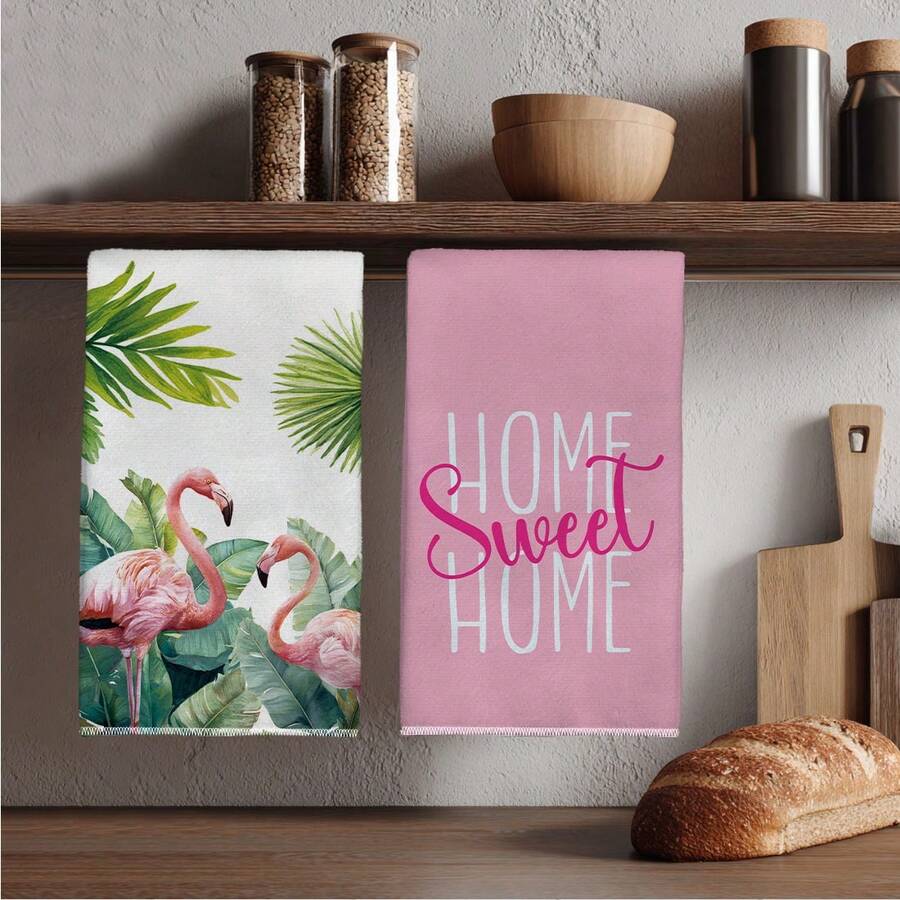 MEMNUN 2 chiếc khăn lau bếp, khăn lau bát đĩa, khăn lau tay, khăn rửa chén in hình chim hồng hạc vẽ màu nước với dòng chữ "Nhà là nơi tuyệt vời nhất", kích thước 15.75*23.62in (40*60cm). Chất liệu microfiber siêu mềm, thấm hút tốt, thích hợp trang trí nhà cửa hiện đại, trang trí nhà bếp, trang trí Giáng sinh, dùng trong nấu nướng, làm bánh, vệ sinh, phù hợp cho phòng ăn, nhà bếp, trang trí hàng ngày và làm quà tặng, dùng được quanh năm. - Nhiều màu - Xem 1