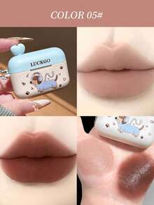 1pc Matte & Glossy Dual-Tone Lip Cream With Applicator Brush, Moisturizing Long-Lasting Natural Versatile Portable Lip Makeup - 彩色 - 查看 11