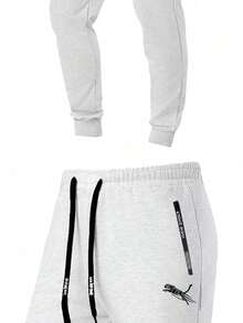 3pcs Men's Drawstring Knit Elastic Waist Sweatpants, Minimalist Zipper Pocket Design - Multicolor - View 5