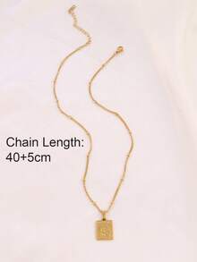 1件几何方形不锈钢日月吊坠项链 复古18K镀金项链 女士首饰 - 項鍊 - 查看 4