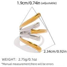 Frminee 3pcs Vintage Minimalist 18K Gold Plated Line Design Stainless Steel Ring Set, Western Women's Jewelry Accessories, Suitable For Women's Daily Wear - Gold and Silver Mixed Color - View 9
