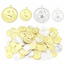 50pcs/100pcs/Pack Vintage Brass Female Head Pendants, Gold Round Shape Retro Style Charms For Necklace Bracelet DIY Jewelry Accessories - Beauty Head Vintage Iron Pendant - View 12