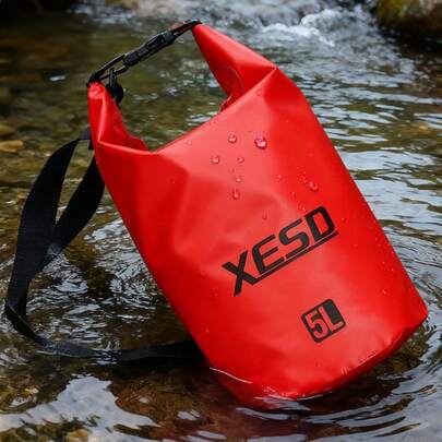 1pc (5L) Outdoor Waterproof Bag With Shoulder Strap, PVC Waterproof Bag For Cycling, Swimming, Water Sports, Rainproof, Large Capacity, Portable Storage