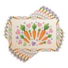 4pcs Easter Theme Placemats, Cute Rabbit Pattern With Diamond Elements And Floral Design, Suitable For Party Dining And Easter Decoration. Size: 30x45cm, Applicable For Seasonal Home Decor, Holiday Table Decor, Farmhouse Style, Washable And Durable. An Ideal Gift Choice. - Multicolor - View 12