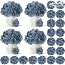 48/60pcs Dusty Blue Artificial Hydrangea Flowers Bulk With Stems, Silk Faux Hydrangea Heads For Boho Winter Wedding - 灰藍色 - 查看 1