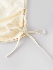 Women's Spring Summer Capri Pants Drawstring Cuff Solid Color Slim Fit Cropped Trousers - 卡其色 - 查看 8