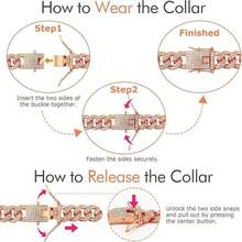 1件优雅时尚可爱合金材质镶钻闪亮12毫米宽猫狗项链项圈配饰 - 彩色 - 查看 3