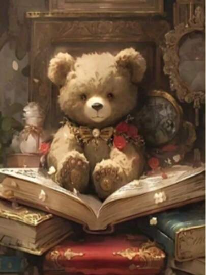 5D Full Drill Diamond Painting Kit 30x40cm - Mosaic Wall Art Suitable For Living Room & Bedroom Decor, DIY Craft For Beginners, Frameless Diamond Art Set For Home Wall Decoration, Teddy Bear Pattern