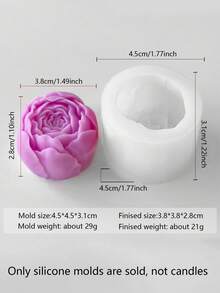 Bộ 2 khuôn hoa mẫu đơn 3D nổi, silicon dẻo chống dính, dễ lấy sản phẩm ra, dụng cụ trang trí nến/xà phòng/món tráng miệng đa năng, món quà tuyệt vời cho Ngày của Mẹ, Ngày Valentine, trang trí nhà cửa, mùa cưới. - Nấm mẫu đơn - Xem 7