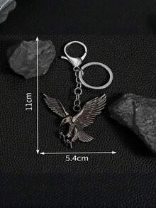 1pc/2pcs/4pcs Street Fashion Exaggerated Fierce Eagle Shape Alloy Keychain Pendant, Unisex Accessories, DIY Necklace Earrings Material, Retro Hip Hop - Silver - View 2