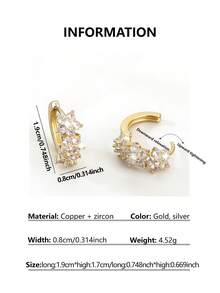1 Pair Luxury Copper Zirconia Flower Round Hoop Earrings, Sweet & Fashionable Gift For Women - Round - View 2