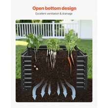 Metal Raised Garden Bed, 8 X 4 X 2 Ft Outdoor Galvanized Planter Garden Box, Open Bottom Design, Large Planter Raised Bed For Growing Vegetables, Flowers, Herbs, And Succulents, Dark Gray - 94,5 x 47,2 x 23,6 inch - Xem 6