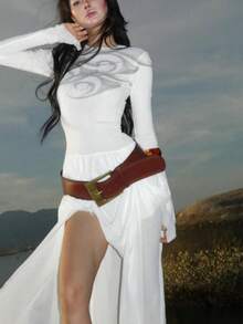 American Retro High Waist Wide Belt For Women, Vintage Style Cinch Waist Design To Pair With Dresses, Coats, Casual Chic Punk Hiphop Accessories Summer, School Fall, Autumn, Halloween - Multicolor - View 4