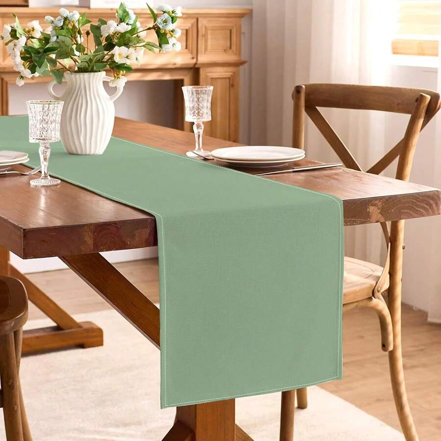 1 chiếc khăn trải bàn màu xanh lá cây nhạt, trang trí theo mùa theo phong cách tối giản Bohemian cho đám cưới, sinh nhật, tiệc tùng, phù hợp cho tiệc chiêu đãi, nhà hàng, phòng ăn gia đình, đảo bếp.
