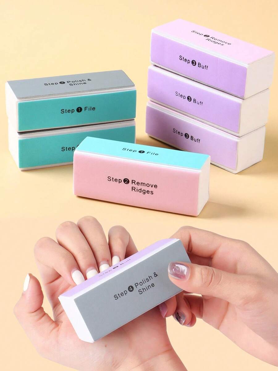 10pcs 4 Way Nail Buffer Block, Nail Shine Buffers Blocks Files For Natural And Acrylic Nails Smoother Buffing Block, Professional Manicure Tools, Nail Art Tools, Back To School, Nails, Manicure Tools - Multicolor - View 1