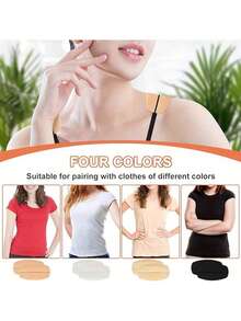 4/2pcs Silicone Bra Strap Clips, Nude + White + Black, Non-Slip Shoulder Pads, Soft Invisible Bra Strap Protectors - / - View 5