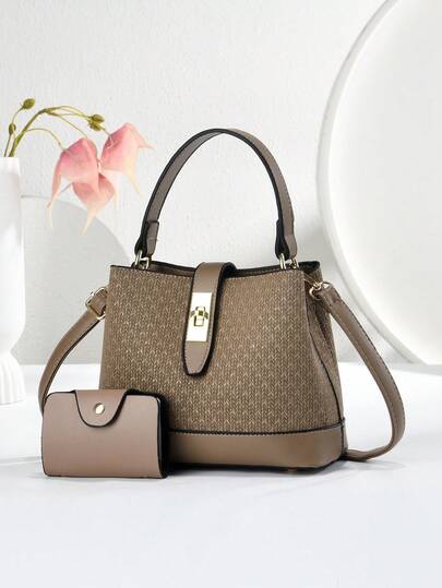 2026 New Large Capacity Fashion Versatile Women's Bag, Minimalist Stylish Bucket Bag 2 Pieces Set, Casual Elegant Shoulder Crossbody Handbag For Outdoor