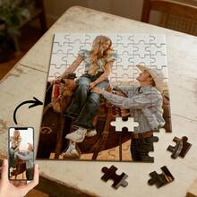 个性化木质拼图，定制照片人像拼图，生日礼物，特殊场合个性化拼图纪念品，情侣人像拼图，旅行回忆照片拼图，周年纪念定制照片拼图，毕业班合影拼图，家庭聚会定制拼图，节日定制拼图礼物 - 彩色 - 查看 3