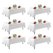 Mantel rectangular blanco de 152 x 264 cm, paquete de 6, 10 y 12 unidades, para mesas rectangulares de 1,8 m, de poliéster resistente a las arrugas y lavable, ideal para bodas y fiestas. - Blanco - Ver 1