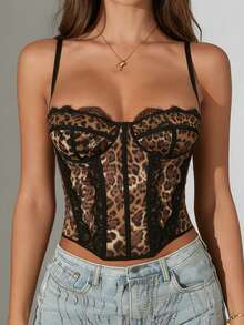 1 pieza Corpiño de encaje, blusa de para mujer con broche, adecuada para combinar con vestidos - Café integral - Ver 3