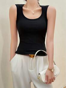 Women Casual Solid Slim Spring Summer Streetwear Daily Vacation Sexy Tank Crop Top - trắng - Xem 7