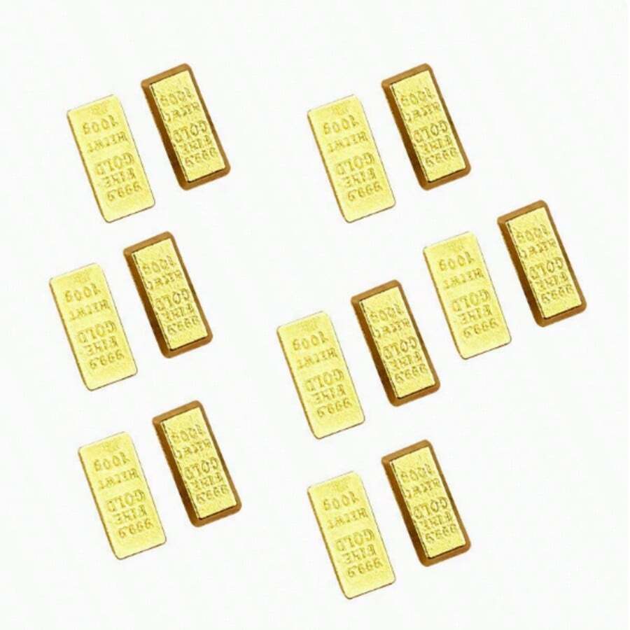 5pcs/Pack Solid Mini Gold Ingot, Tiny Gold Brick Sand, Gold Ingot Decor, Housewarming & Wedding Gift, Creative Gold Brick Ornament, 4 Styles Available Office Desk Desk Office Supplies Office Decor Office Desk Accessories Desk Accessories Office Accessories