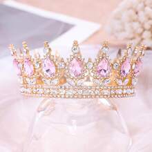 Women's Pink Crystal Crown, Women's Diamond Hair Accessories, Bridal Wedding Headband, Costume Party Birthday Ball Gift - View 5