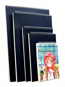 A3/A4 Professional Spiral Bound Blank Sketchbook, High-Quality Art Drawing Notebook Suitable For Artists And Students - Black Card Sketchbook - View 1