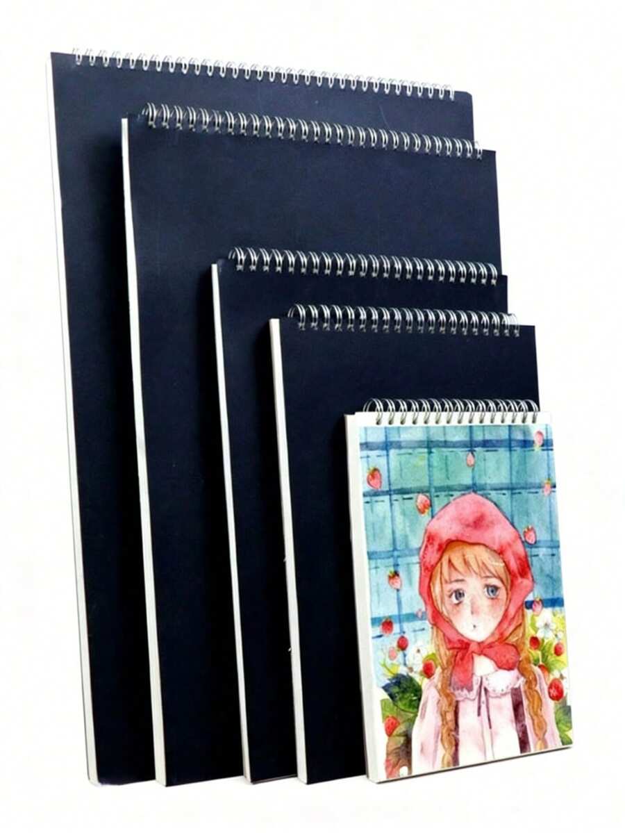 A3/A4 Professional Spiral Bound Blank Sketchbook, High-Quality Art Drawing Notebook Suitable For Artists And Students - Black Card Sketchbook - View 1