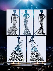 5张精美少女主题绘画模板，包含蝴蝶、花朵、叶子、藤蔓、服装元素、插画、墙面艺术、相框等艺术创作材料。可重复使用，可水洗，DIY艺术品。家居装饰工艺模板。柔韧性好，经久耐用，结实牢固。适用于纹身和人体彩绘，可作为晕染模板。 - 套裝 - 查看 6