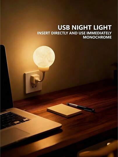 Solid Color USB Night Light | Plug And Play | Suitable For Home, Office, Children's Room And More Scenarios | Moon Lamp | Atmosphere Light | Night Light | USB Direct Plug-In | Birthday Gift | Christmas Gift | Suitable For Various Lighting Needs
