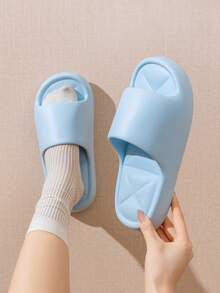 Women's Summer Open Toe Shower Slippers Non-Slip Quick Dry Bathroom Shoes Lightweight Comfortable Home Slippers For Indoor Shower Pool Beach Daily Use - Blue - View 4
