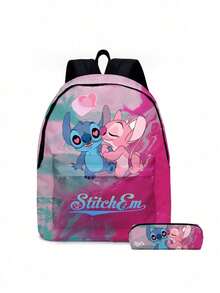 Bộ 2 món Stitch: Bộ ba lô và hộp bút hình Stitch hoạt hình in 3D toàn thân, ba lô học sinh dung tích lớn, túi đựng đồ du lịch, túi đựng mỹ phẩm, hộp trang điểm. - Nhiều màu - Xem 9