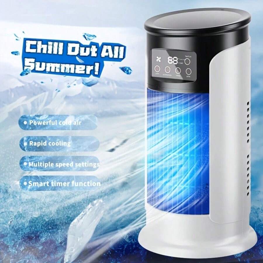 OBOVAY 3-In-1 Multifunctional Device - Portable Air Conditioner, Humidifier, Environment Light Fan, USB Cooler. Features 16.91oz Water Tank, Colorful Lighting, 9-Speed Adjustable Wind, Mist Output, USB Power Supply - Multiple Styles - View 1