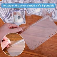 12pcs/Set Transparent PVC A5/A6 Document Pouches - Zipperless Budget Envelopes, Suitable For Cash Management System, 6-Ring Multi-Compartment File Folder, Durable Savings Challenge File Folder, Money Saving Envelopes - Multicolor - View 7