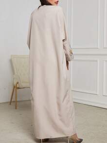 New Ramadan Middle Eastern Ramadan Abaya Robe With Embroidery - Apricot - View 4