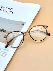 1pc Oval Fashion Computer Glasses, Suitable For Daily Use, Computer, Gaming - Mocha Brown - View 7