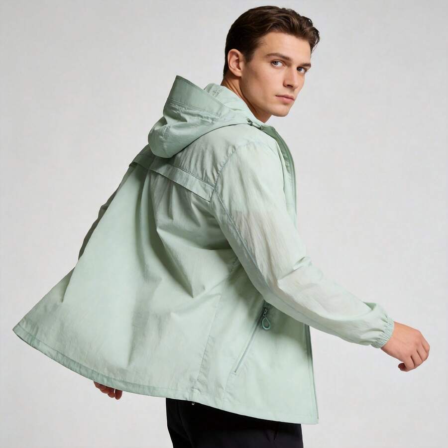 Áo khoác gió nam nhẹ, kiểu dáng thường ngày, thích hợp cho mùa hè. - Màu xanh Bạc hà - Xem 1