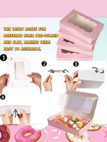 Bộ 5 hộp bánh quy có cửa sổ trong suốt, kích thước 7 x 4.3 x 1.5 inch, hộp quà tặng cao cấp bằng giấy Kraft, thích hợp cho các món tráng miệng, đám cưới, tiệc tùng, Giáng sinh, sinh nhật (Màu hồng) - nhiều màu - Xem 6