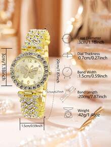 1件装女士石英表，奢华钻石，优雅简约蝴蝶表盘设计，适合日常佩戴、派对装饰、情人节、母亲节、生日、节日，也是送给朋友和母亲的礼物。 - 彩色 - 查看 7