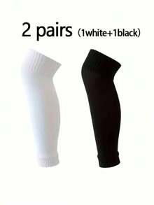 1/2/5双装 男士运动足球护腿套 - 黑與白 - 查看 10