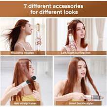 UKLISS 5-In-1 Multi-Functional Hot Air Styler Brush, Portable Home Hair Styling Tool For Straightening & Curling, Perfect Gift Idea For Her, Unisex Unique Present - White - View 4