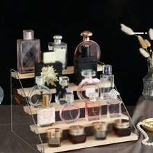 Acrylic Wood Display Stand Holder Glasses Makeup Perfume Organizer Shelf 2-4 Layer Action Figure Doll Toy Ladder Showcase Storage Racks - Multicolor - View 6