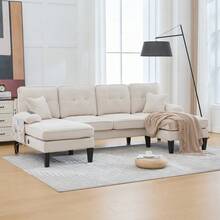 Sofas & Couches - Beige + Linen + 4 Seat + Foam - View 6