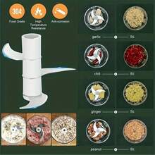 600mAh USB充电式迷你电动蒜蓉器，23W大功率，不锈钢三刀片，可快速切碎大蒜、辣椒、洋葱、肉末、坚果等食材。厨房或露营必备的食物处理工具。 - 綠色 - 查看 8