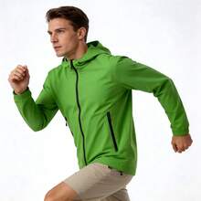 Green Summer Casual Lightweight Windbreaker Jacket For Men - Green - View 1