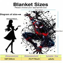 Marvel Spider-Man Themed Flannel Blanket, Featuring A Black, White And Gray Spider Web Tunnel Design, Highlighting Spider-Man's Dynamic Movement Through Perilous Environments, With Warmth And Softness Suitable For Use As A Sofa Cover, Nap Blanket, Or Bedding Decor. - White - View 18